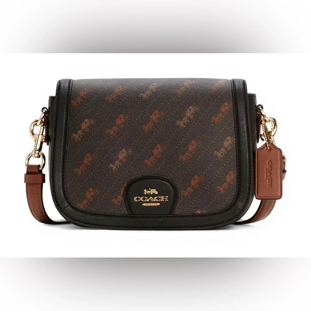 COACH SADDLE BAG WITH HORSE AND CARRIAGE DOT PRINT